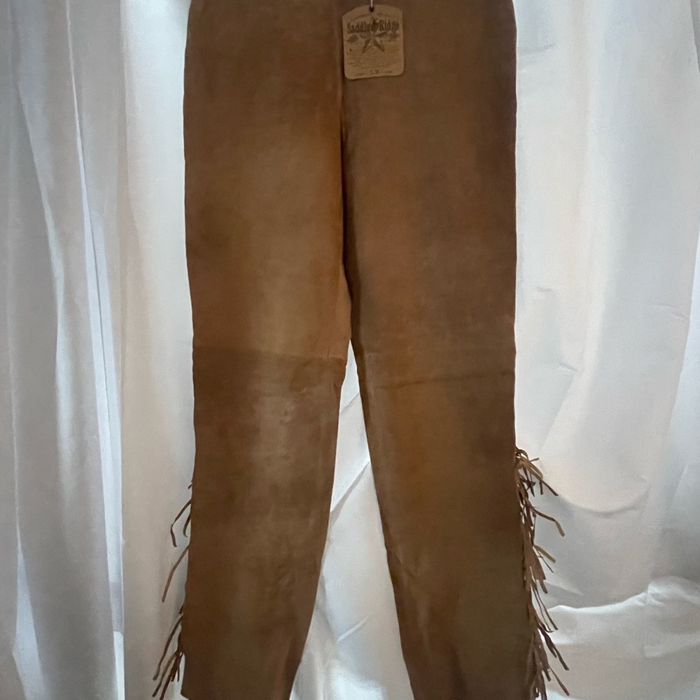 Brown Leather Fringe Pants